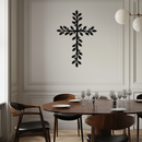 Leaf Cross Metal Wall Art - Elegant Botanical Christian Home Decor- KAF482