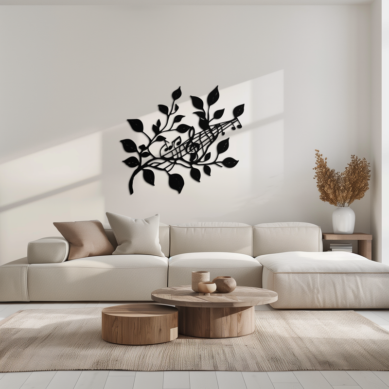 Musical Tree Branch Metal Wall Art - Note Inspired Steel Decor- KAF484