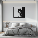 Painter Silhouette Metal Wall Art – Black Steel Artistic Home Decor- KAF489