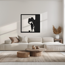 Painter Silhouette Metal Wall Art – Black Steel Artistic Home Decor- KAF489