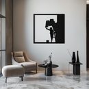 Painter Silhouette Metal Wall Art – Black Steel Artistic Home Decor- KAF489