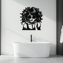 Anime Girl Silhouette Metal Wall Art – Black Steel Artistic Modern Home Decor- KAF490