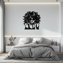 Anime Girl Silhouette Metal Wall Art – Black Steel Artistic Modern Home Decor- KAF490