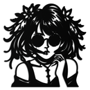Anime Girl Silhouette Metal Wall Art – Black Steel Artistic Modern Home Decor- KAF490