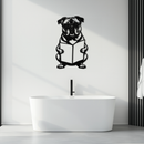 Reading Dog Silhouette Metal Wall Art – Black Steel Whimsical Pet Lover Decor- KAF491