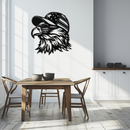 Patriotic Eagle Silhouette Metal Wall Art – Black Steel American Pride Decor- KAF493