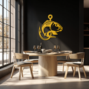 Fishing Hook and Fish Silhouette Metal Wall Art – Black Steel Angler’s Home Decor- KAF495