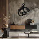 Fishing Hook and Fish Silhouette Metal Wall Art – Black Steel Angler’s Home Decor- KAF495