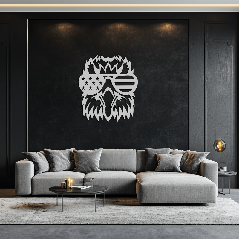 American Flag Eagle Silhouette Metal Wall Art – Patriotic Black Steel Home Decor- KAF496