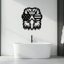 American Flag Eagle Silhouette Metal Wall Art – Patriotic Black Steel Home Decor- KAF496