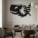 American Flag Eagle Silhouette Metal Wall Art – Patriotic USA Decor for Home & Office- KAF497