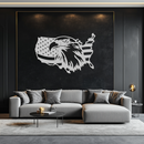 American Flag Eagle Silhouette Metal Wall Art – Patriotic USA Decor for Home & Office- KAF497