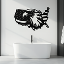 American Flag Eagle Silhouette Metal Wall Art – Patriotic USA Decor for Home & Office- KAF497
