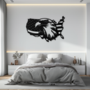 American Flag Eagle Silhouette Metal Wall Art – Patriotic USA Decor for Home & Office- KAF497
