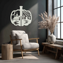 Halloween Pumpkin Metal Wall Art – Spooky Black Steel Halloween Decor- KAF498