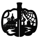 Halloween Pumpkin Metal Wall Art – Spooky Black Steel Halloween Decor- KAF498