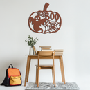 Halloween Pumpkin Ghost Metal Wall Art – Spooky Black Steel Holiday Decoration- KAF501