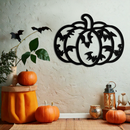 Halloween Pumpkin Faces Metal Wall Art – Spooky Black Steel Decoration- KAF502