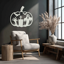 Halloween Ghost Pumpkin Metal Wall Art – Black Steel Spooky Holiday Decoration- KAF503