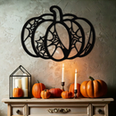 Halloween Pumpkin Metal Wall Art – Black Steel Haunted Fall Decor- KAF506