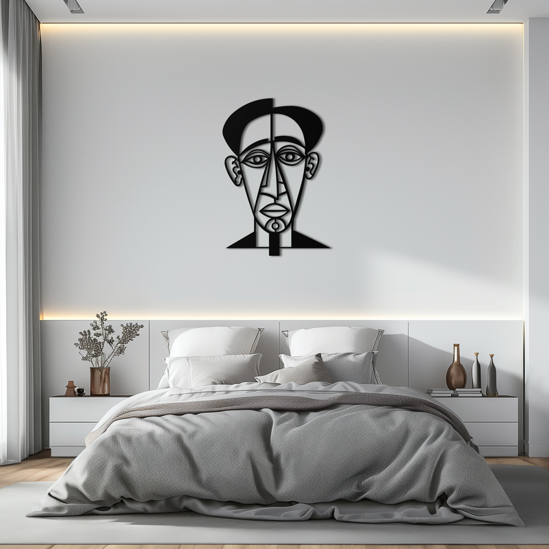 Abstract Face Line Art Metal Wall Decor – Modern Black Minimalist Sculpture- KAF509