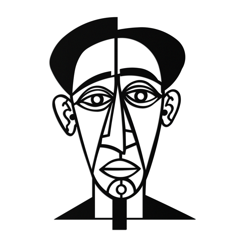 Abstract Face Line Art Metal Wall Decor – Modern Black Minimalist Sculpture- KAF509