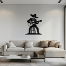 Mexican Musician Metal Wall Art – Black Steel Guitarist Day of the Dead Decor- KAF510