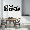 Cute Panda Trio Metal Wall Art – Black Steel Playful Animal Nursery Decor- KAF515