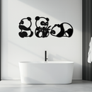 Cute Panda Trio Metal Wall Art – Black Steel Playful Animal Nursery Decor- KAF515