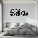 Cute Panda Trio Metal Wall Art – Black Steel Playful Animal Nursery Decor- KAF515