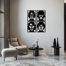 Abstract Geometric Faces Metal Wall Art - Modern Black Steel Home Decor Set of Four- KAF516