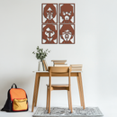 Abstract Geometric Faces Metal Wall Art - Modern Black Steel Home Decor Set of Four- KAF516