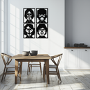 Abstract Geometric Faces Metal Wall Art - Modern Black Steel Home Decor Set of Four- KAF516