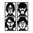 Abstract Geometric Faces Metal Wall Art - Modern Black Steel Home Decor Set of Four- KAF516