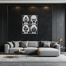 Abstract Geometric Faces Metal Wall Art - Modern Black Steel Home Decor Set of Four- KAF516
