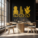 Geometric Cactus Set Metal Wall Art – Modern Black Steel Succulent Decor for Home and Office- KAF518