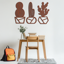 Geometric Cactus Set Metal Wall Art – Modern Black Steel Succulent Decor for Home and Office- KAF518