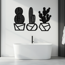 Geometric Cactus Set Metal Wall Art – Modern Black Steel Succulent Decor for Home and Office- KAF518