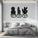 Geometric Cactus Set Metal Wall Art – Modern Black Steel Succulent Decor for Home and Office- KAF518