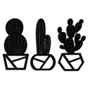 Geometric Cactus Set Metal Wall Art – Modern Black Steel Succulent Decor for Home and Office- KAF518