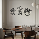 Geometric Plant Silhouette Metal Wall Art – Modern Black Botanical Home Decor- KAF519