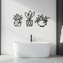 Geometric Plant Silhouette Metal Wall Art – Modern Black Botanical Home Decor- KAF519
