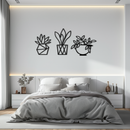 Geometric Plant Silhouette Metal Wall Art – Modern Black Botanical Home Decor- KAF519