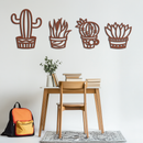 Cactus Silhouette Metal Wall Art – Modern Black Botanical Garden Decor- KAF520