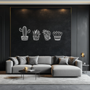 Cactus Silhouette Metal Wall Art – Modern Black Botanical Garden Decor- KAF520