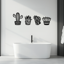 Cactus Silhouette Metal Wall Art – Modern Black Botanical Garden Decor- KAF520