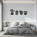 Cactus Silhouette Metal Wall Art – Modern Black Botanical Garden Decor- KAF520