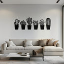 Cactus Succulent Plant Metal Wall Art – Modern Black Botanical Home Decor- KAF521