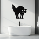Scared Cat Silhouette Metal Wall Art – Modern Black Cat Halloween Home Decor- KAF524