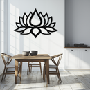 Lotus Flower Silhouette Metal Wall Art – Modern Black Floral Home Decor- KAF526